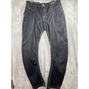 Le Breve Mens Jeans 32x32 Style 2030 Button Fly GUSS Wash Blue Club Casual